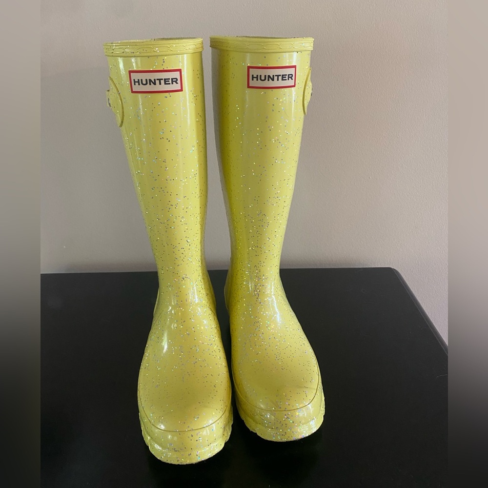 Hunter Sparkling Yellow Rain Boots